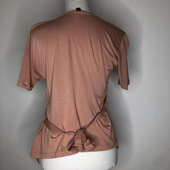 J Crew Tee Shirt Top Women XS Pink Tie Scoop Neck Minimalist Balletcore Viscose - Picture 3 of 4